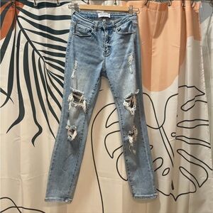 Wax boyfriend ripped light denim jeans